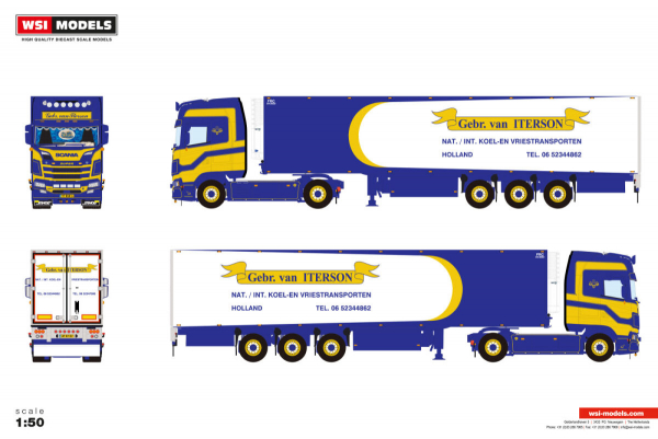 WSI Models 01-4718 GEBR. VAN ITERSON SCANIA S HIGHLINE CS20H 4X2 REEFER TRAILER - 3 AXLE