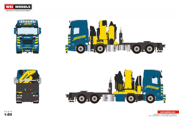 WSI Models 01-5405 HAVATOR SCANIA R HIGHLINE CR20H 8X4 WITH PALFINGER PK 165.002 TEC 7 + JIB