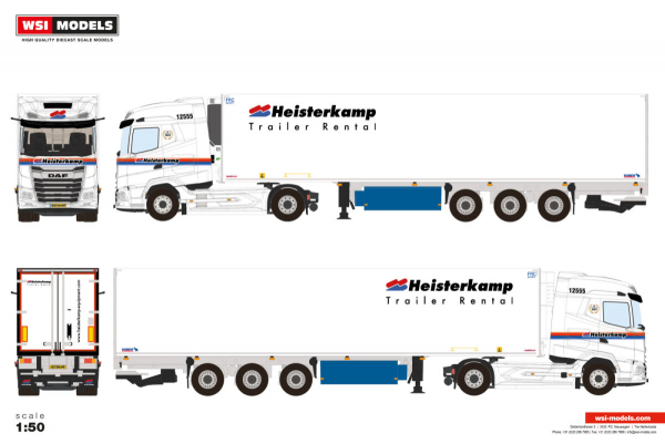WSI Models 01-5255 HEISTERKAMP DAF XG MY25 4X2 REEFER TRAILER - 3 AXLE