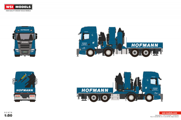 WSI Models 01-5248 HOFMANN SCANIA R HIGHLINE CR20H 8X4 WITH PALFINGER PK 165.002 TEC 7 + JIB