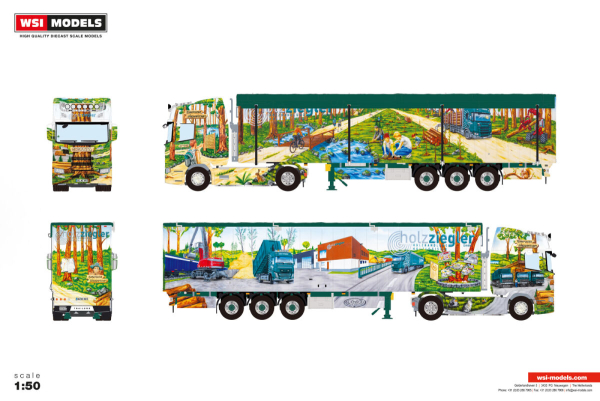 WSI Models 01-5490 HOLZ ZIEGLER SCANIA S HIGHLINE CS20H 4X2 VOLUME TRAILER - 3 AXLE