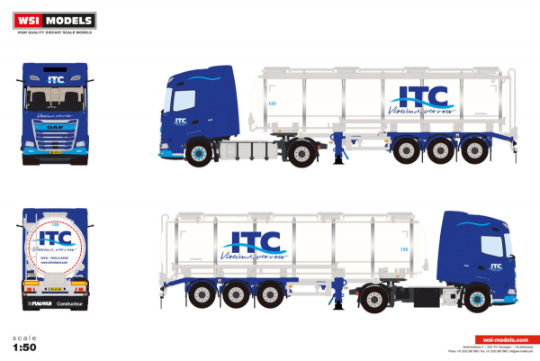 WSI Models 01-5301 ITC HOLLAND TRANSPORT DAF XG MY25 4X2 TANK TRAILER - 3 AXLE