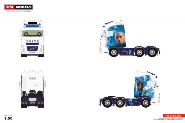 WSI Models 01-5144 KENNY COIN VOLVO FH AERO GLOBETROTTER XL 6X2 TWIN STEER