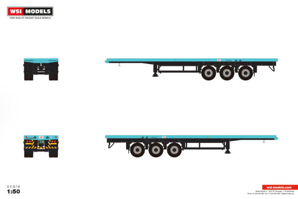 WSI Models 01-5684 KOYAMA CLASSIC FLATBED TRAILER - 3 AXLE