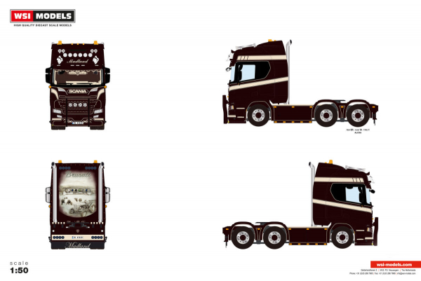 WSI Models 01-5358 MADLAND SCANIA R HIGHLINE CR20H 6X2 TAG AXLE