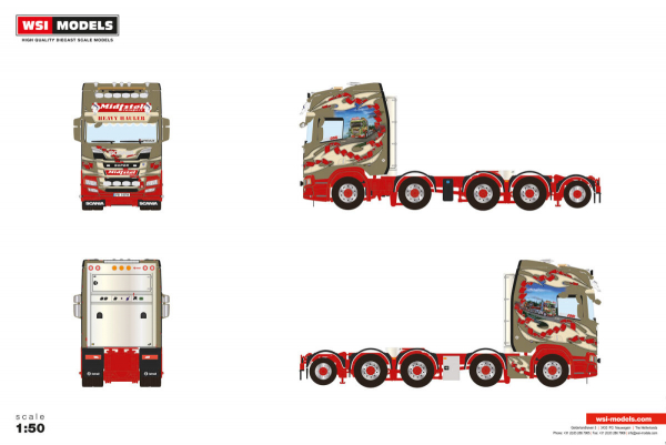 WSI Models 01-5316 MIDTSTØL SCANIA R HIGHLINE CR20H 8X4 WITH ADD ON AXLE