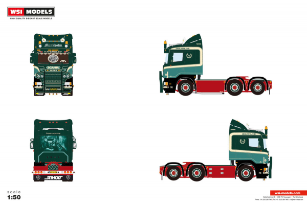 WSI Models 01-5363 MUNKHOLM SCANIA R6 FLAT ROOF 6X2 TAG AXLE