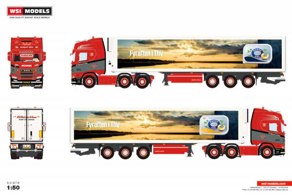 WSI Models 01-5031 N.C. CHRISTENSEN & SONNER SCANIA R HIGHLINE CR20H 6X2 TWIN STEER REEFER TRAILER - 3 AXLE