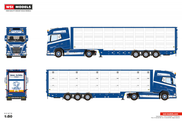 WSI Models 01-5191 Peeters de Bakker DAF XG+ MY25 4X2 LIVE STOCK TRAILER - 3 AXLE