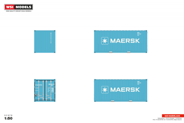 WSI Models 04-2261 PREMIUM LINE 20FT CONTAINER MAERSK BLUE