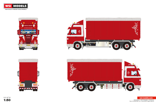 WSI Models 01-5317 RENE DE SWART SCANIA 3 SERIES STREAMLINE CABLE SYSTEM 6X2 TAG AXLE + 40M3 CONTAINER