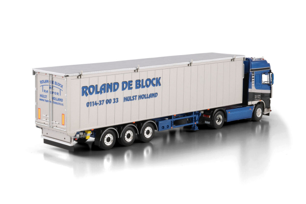 WSI Models 01-4737 ROLAND DE BLOCK DAF 95XF SUPER SPACE CAB 4X2 VOLUME TRAILER - 3 AXLE
