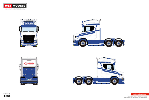 WSI Models 01-5563 SADLER VLASTUIN TORPEDO 6X2 TAG AXLE