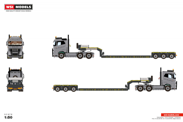 WSI Models 01-5125 SORO SPECIALTRANSPORT VOLVO FH5 SLEEPER CAB 6X4 LOW LOADER - 3 AXLE