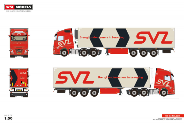 WSI Models 01-5287 SVZ VOLVO FH AERO GLOBETROTTER 6X2 TWIN STEER REEFER TRAILER - 3 AXLE