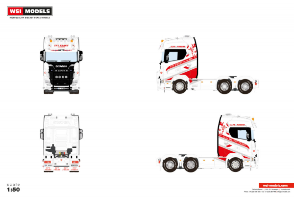 WSI Models 01-5218 TFT FRAKT SCANIA S HIGHLINE CS20H 6X2 TAG AXLE