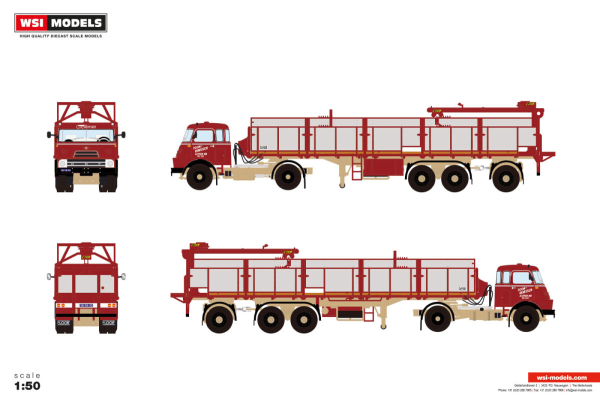 WSI Models 01-5508 TOON REMIJSEN DAF 2000 DO 4X2 CLASSIC BRICK TRAILER - 3 AXLE