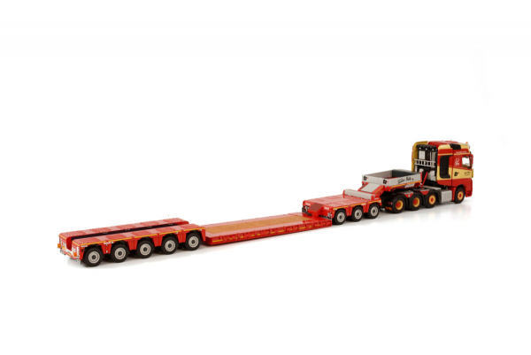 WSI Models 01-3844 TORBEN RAFN MERCEDES BENZ ACTROS MP4 SLT GIGA SPACE 8X4 LOW LOADER - 5 AXLE WITH DOLLY 3 AXLE