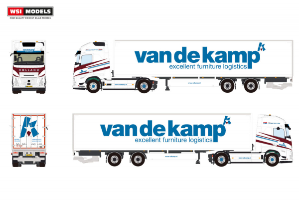 WSI Models 01-5107 VAN DE KAMP VOLVO FH AERO GLOBETROTTER XL 4X2 TRIDEC BOX TRAILER - 2 AXLE