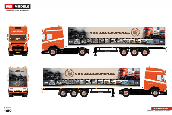 WSI Models 01-5128 VOS ZALTBOMMEL DAF XG+ 4X2 BOX TRAILER - 3 AXLE