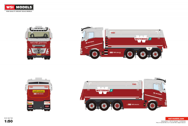 WSI Models 01-5426 WETERING VOLVO FH AERO SLEEPER CAB ELECTRIC TIPPER TRUCK 8X4
