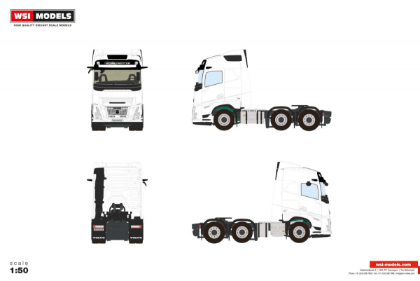 WSI Models 03-2058 White Line VOLVO FH AERO GLOBETROTTER 6X2 TWIN STEER